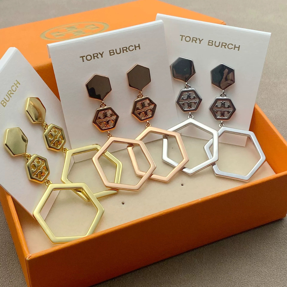 Tory Burch Geometric Long Drop Earrings
